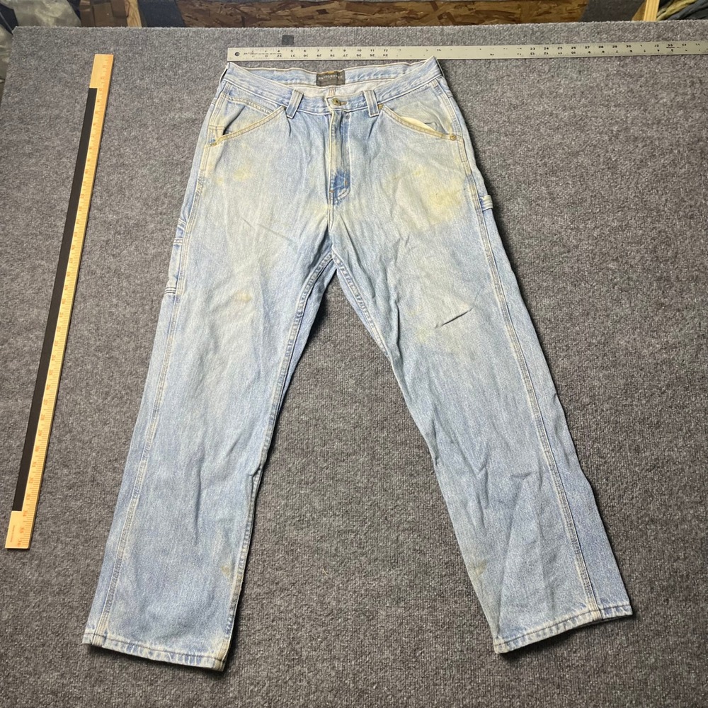 Saddlebred Carpenter Jeans Mens 32x30 Light Wash Distressed Relaxed Fit Denim